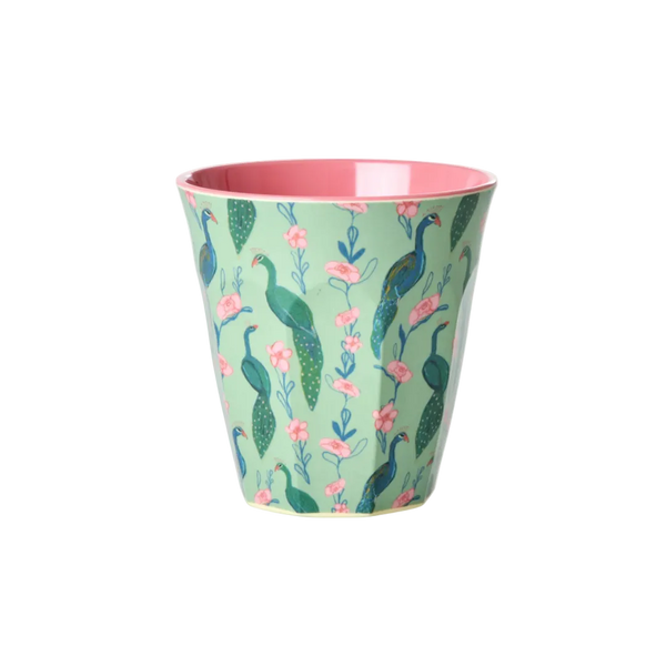 Rice Melamine Cup With Peacock Power Print