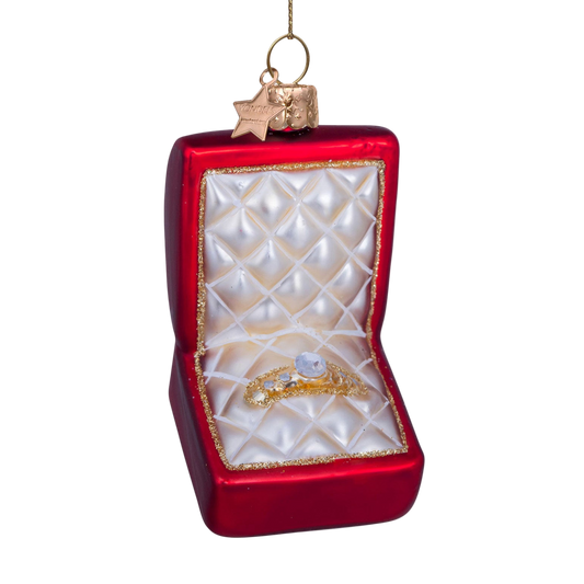 Vondels Red Matt Wedding Ring Box Christmas tree hanging ornament, 8 cm
