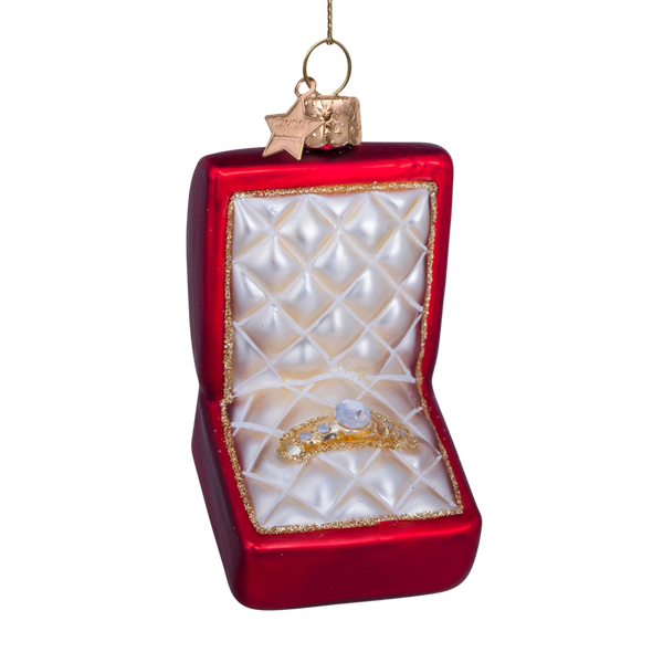 Vondels Red Matt Wedding Ring Box Ornament – 8 cm
