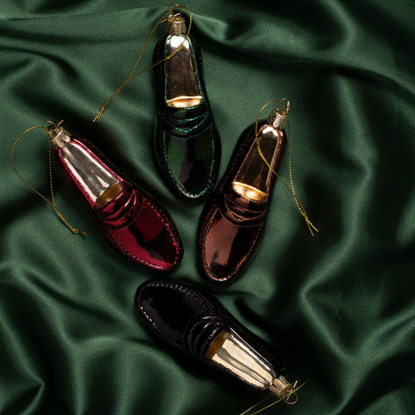 Christmas Tree Hanging Ornament Glass Night Green Loafer - 12cm