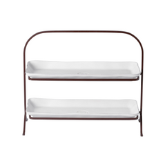 Nova Tiered Stand with Two Trays in White - 37 cm