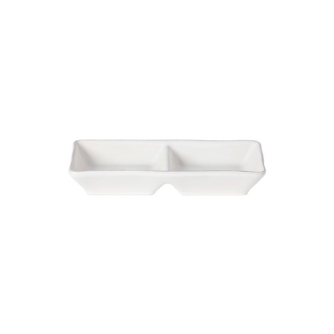 Nova 2 Section Rectangular Tray in White - 20 cm