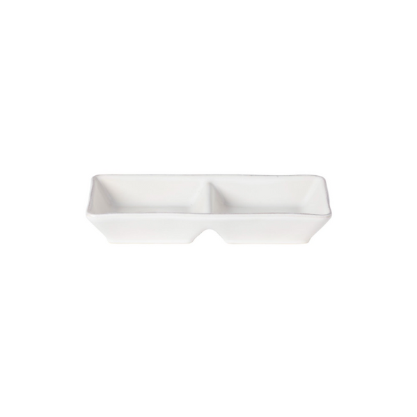 Nova 2 Section Rectangular Tray in White - 20 cm