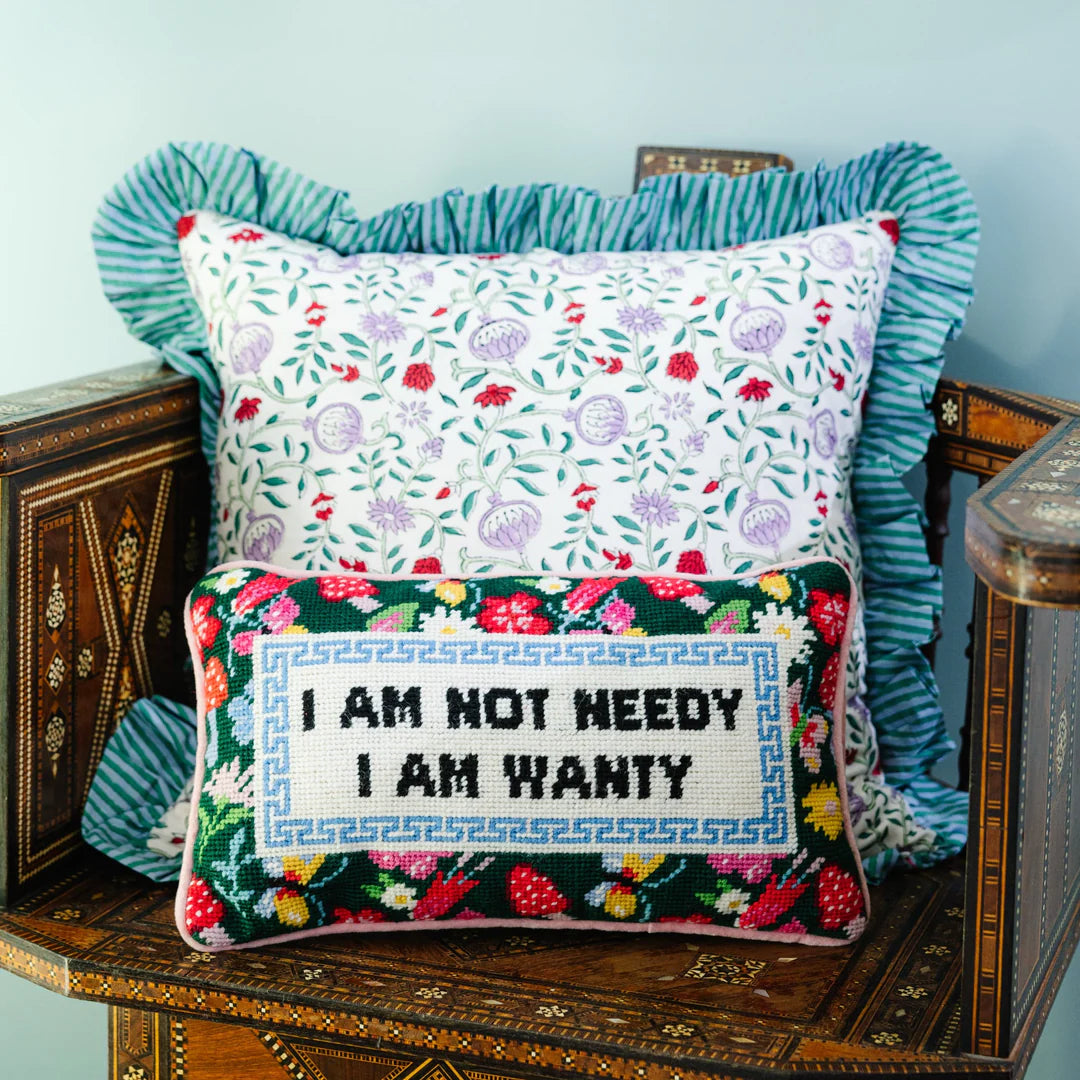 Furbish Not Needy Needlepoint Pillow, view 3