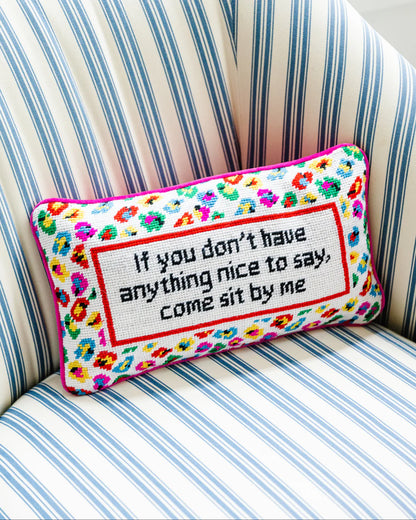 Furbish Come Sit By Me Needlepoint Pillow, view 4