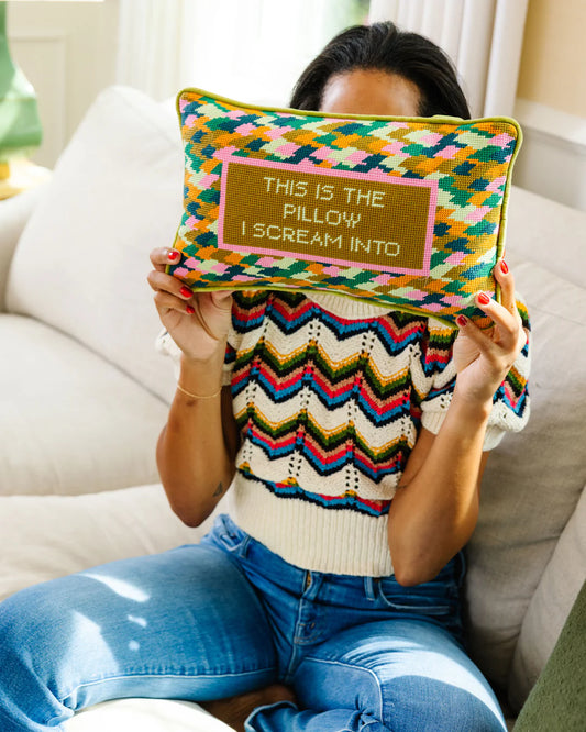 Furbish Scream Needlepoint Pillow