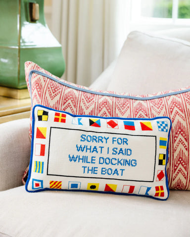 Furbish Docking The Boat Needlepoint Pillow