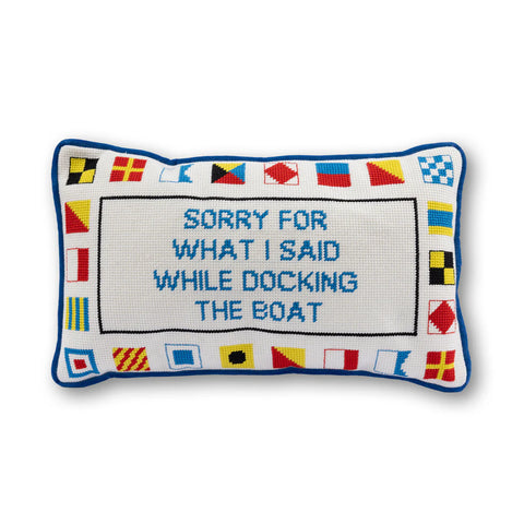 Furbish Docking The Boat Needlepoint Pillow