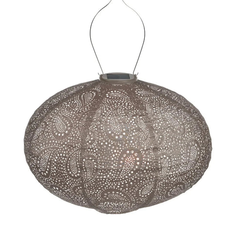 Lumiz Paisley Taupe Oval 40 LED Solar Lantern