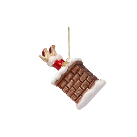 Christmas Tree Hanging Ornament Glass Chimney Mrs Santa Claus - 10cm