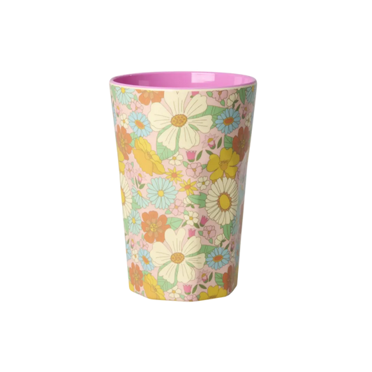 Rice Flower Power Melamine Cup - Dark Pink