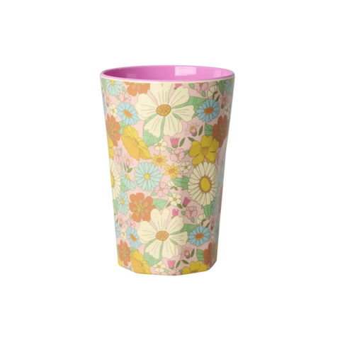 Rice Flower Power Melamine Cup - Dark Pink