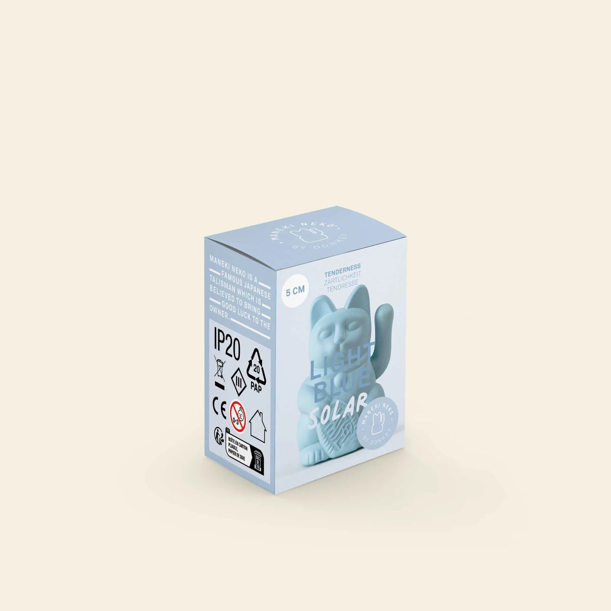 Donkey solar waving lucky cat mini in light blue – view 3