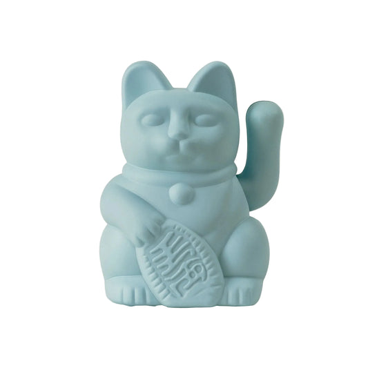Donkey solar waving lucky cat mini in light blue
