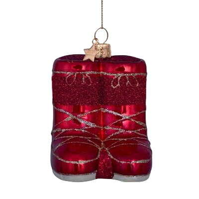 Vondels Red Snow Boots Glass Ornament – 7.5 cm