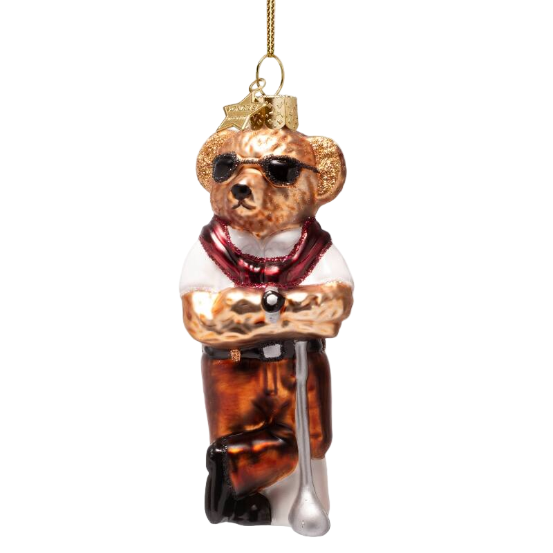 Vondels Golf Bear Glass Ornament – 11 cm