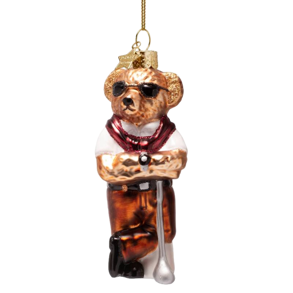 Vondels Golf Bear Glass Ornament – 11 cm