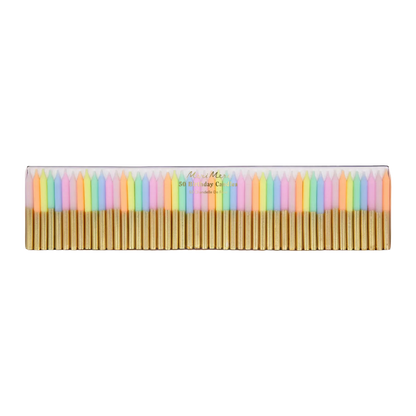Meri Meri Pastel Mini birthday candles in six pastel shades with gold dipped details