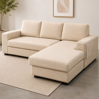 3-seater L-shaped sofa with Libeco linen slipcovers, view 3