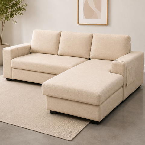 3-Seater L-Shaped Sofa with Removable Libeco™ Belgian Linen Slipcovers