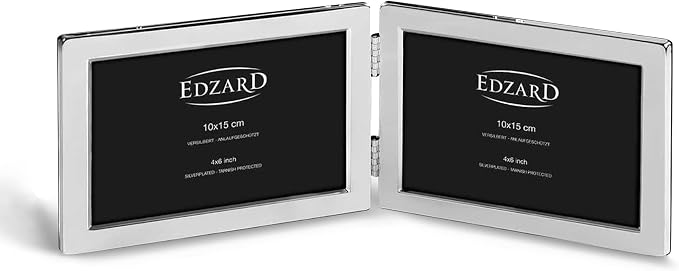 Edzard Salerno Collage Double Photo Frame Landscape Format (2 Photos 10 x 15 cm) Silver-Plated