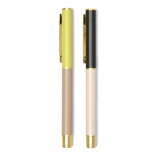 Gentlemen's Hardware Colour Block Pens - Off White & Taupe (Set of 2)