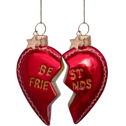 Vondels Best Friends Heart Christmas tree hanging ornament set, 8.5 cm