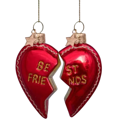 Vondels Best Friends Heart Christmas tree hanging ornament set, 8.5 cm
