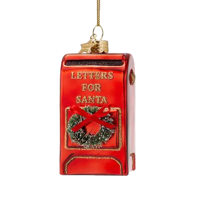 Vondels Santa’s Mailbox Glass Ornament – Red – 8 cm
