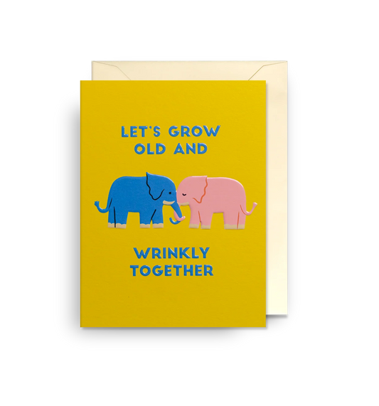 Naomi Wilkinson Elephants Let's Grow Old and Wrinkly Together Mini Card