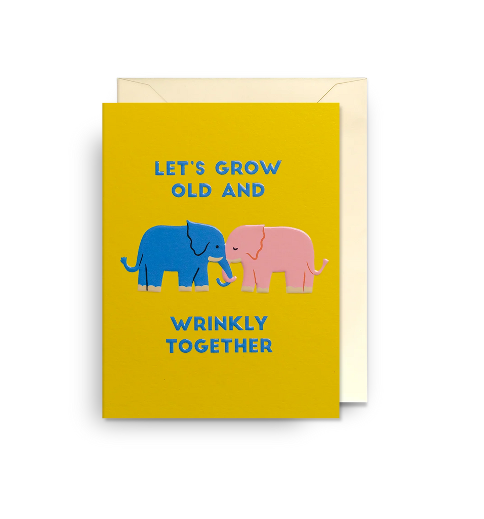 Naomi Wilkinson Elephants Let's Grow Old and Wrinkly Together Mini Card