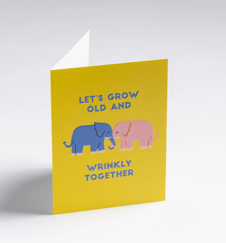 Naomi Wilkinson Elephants Let's Grow Old and Wrinkly Together Mini Card