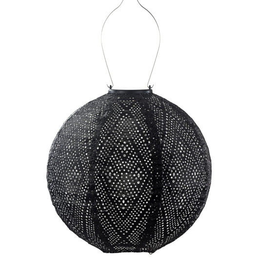 Lumiz Ikat Black Round LED Solar Lantern