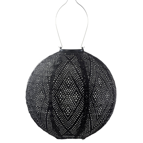 Lumiz Ikat Black Round 30 LED Solar Lantern