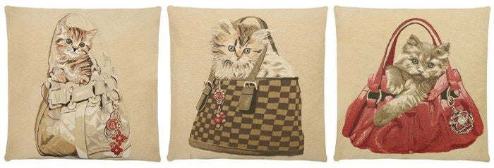 FS-Home Cushion Cover Bag Cats in woven Belgium linen