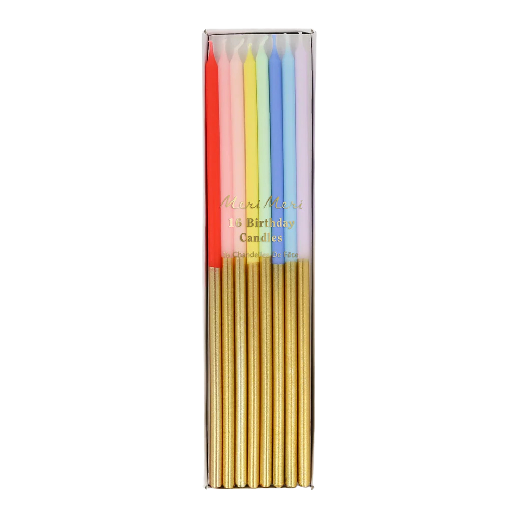 Meri Meri Gold Dipped Rainbow Mix Candles