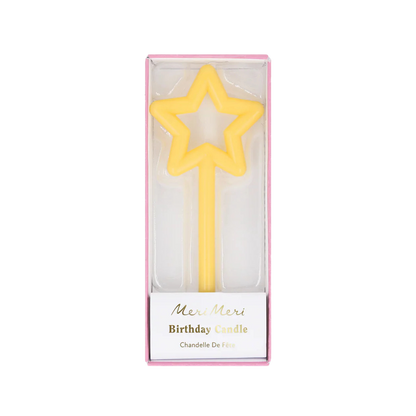 Meri Meri Slim Star candle in yellow wax