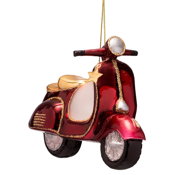 Christmas Tree Hanging Ornament Red Scooter – 10 cm