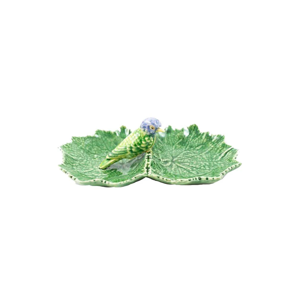 Bordallo Cineraria Double Leaf Blue Bird Serving Dish 22cm