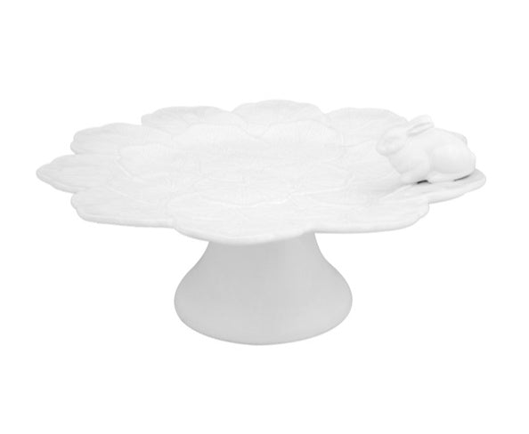 Bordallo Geranium Cake Stand with Rabbit 33 White