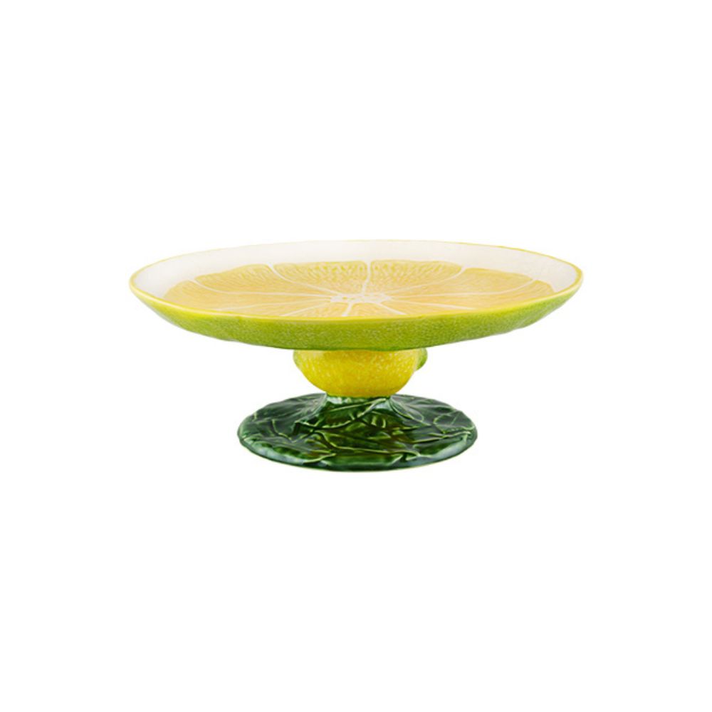 Bordallo Pinheiro Lemon Cake Stand 33cm in yellow earthenware
