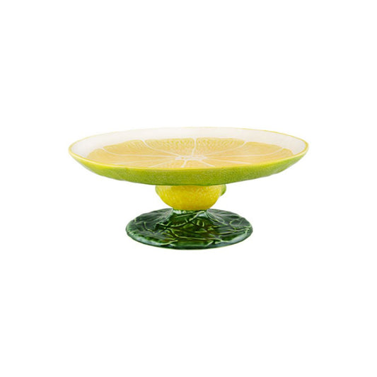 Bordallo Pinheiro Lemon Cake Stand 33cm in yellow earthenware