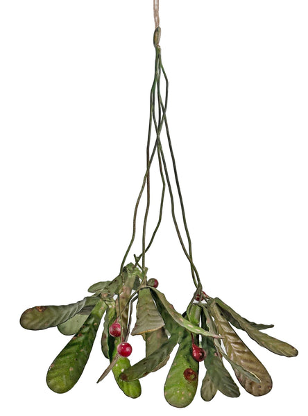Metal Green Leaves and Berry Ornament
