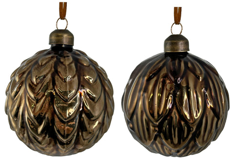 Leaves Gold Glass Ball - Box of 4