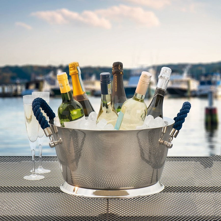 Rimini Champagne Cooler with Blue Rope Handle