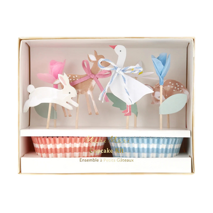 Meri Meri Little Animals cupcake kit with 24 cake toppers and 24 cupcake cases