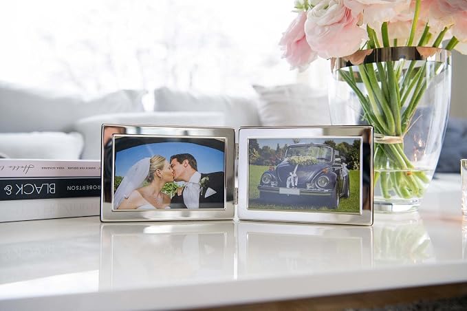 Edzard Salerno Collage Double Photo Frame Landscape Format (2 Photos 10 x 15 cm) Silver-Plated