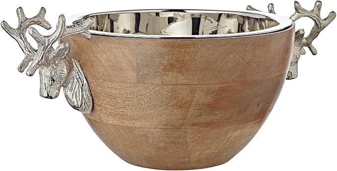 Edzard Snack Bowl Mango Wood and Silver Look