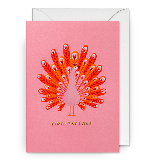 Ruby Taylor Pink Peacock Love Birthday Card