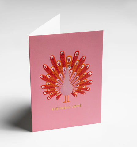 Ruby Taylor Pink Peacock Love Birthday Card
